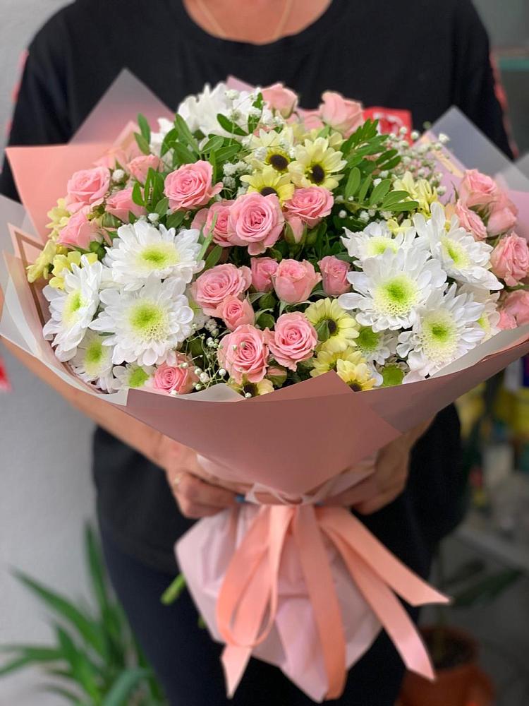 Букет цветов из: Розы и Хризантемы в Красино