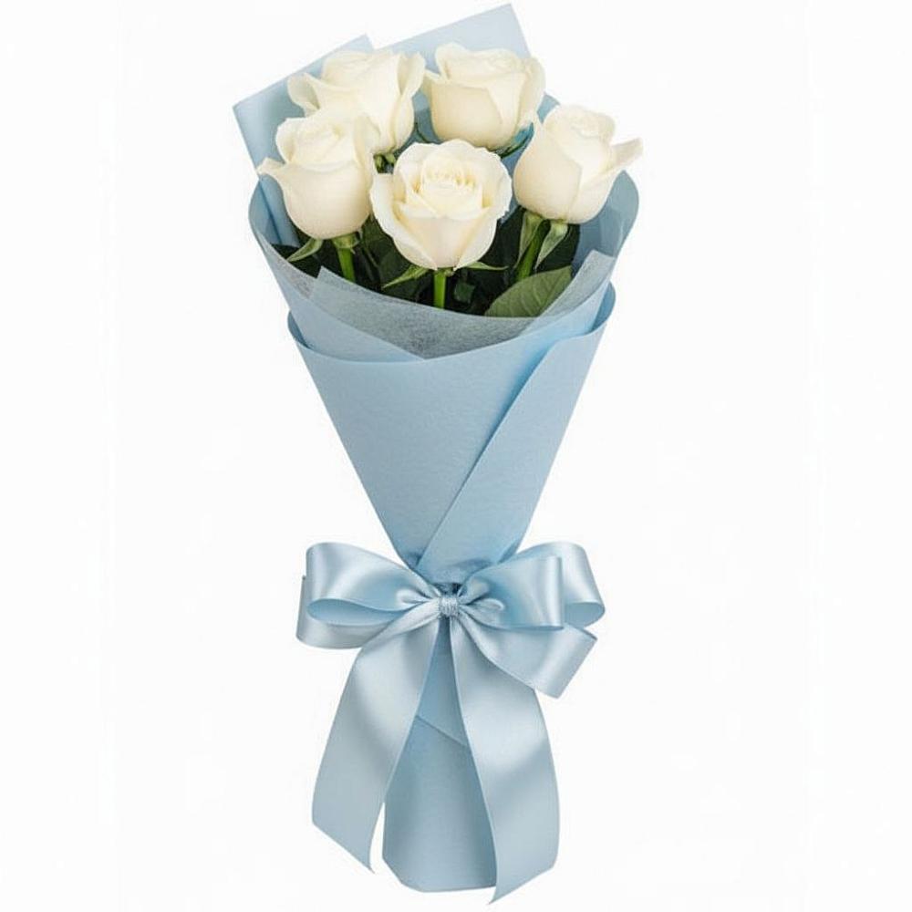 Букет 5 Белых роз Проуд в Красино