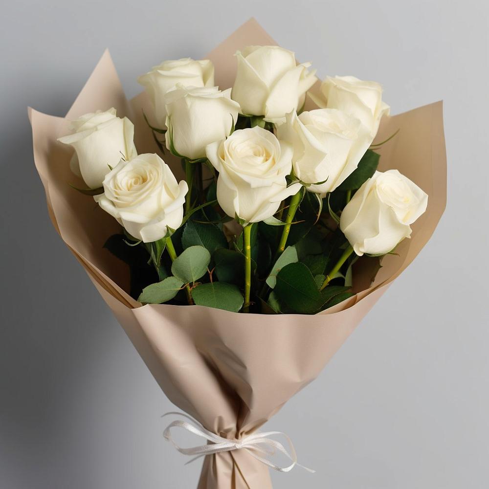 Букет 9 Белых роз Эдлесс Лав в Красино