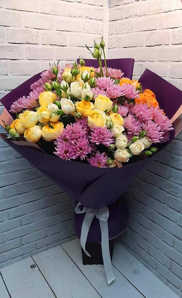 Букет цветов из: Хризантемы и Розы в Красино