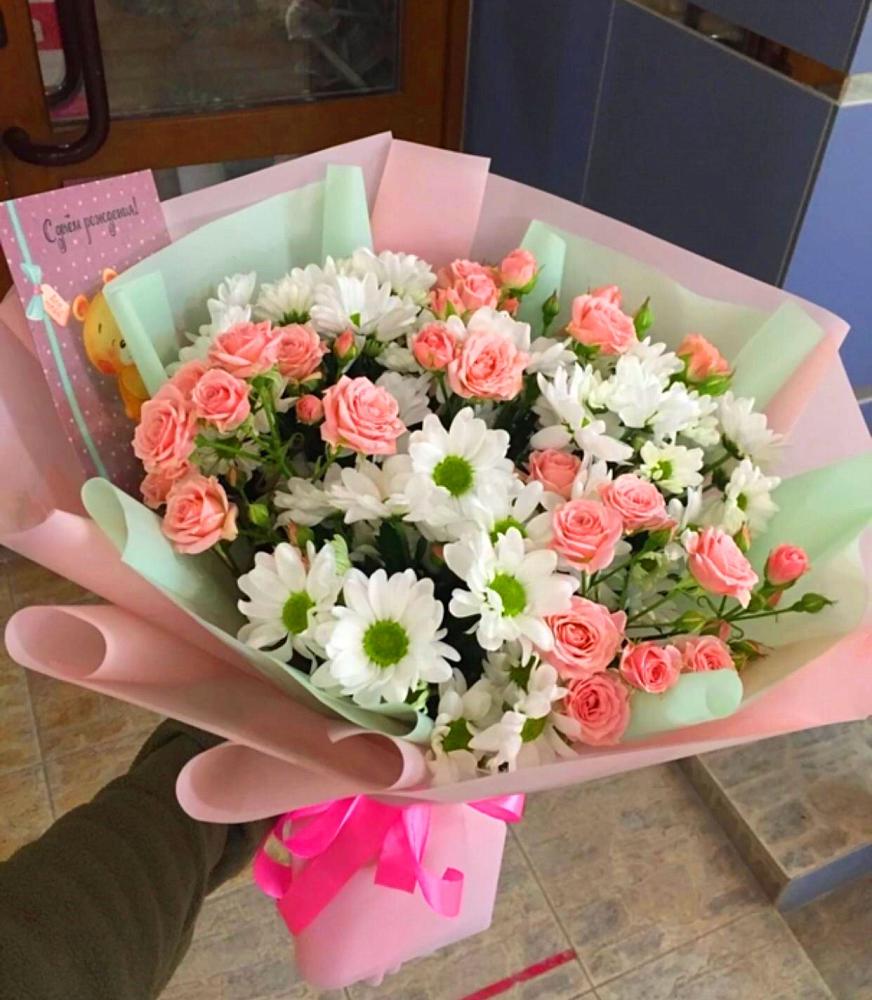 Букет цветов из: Розы и Хризантемы в Красино