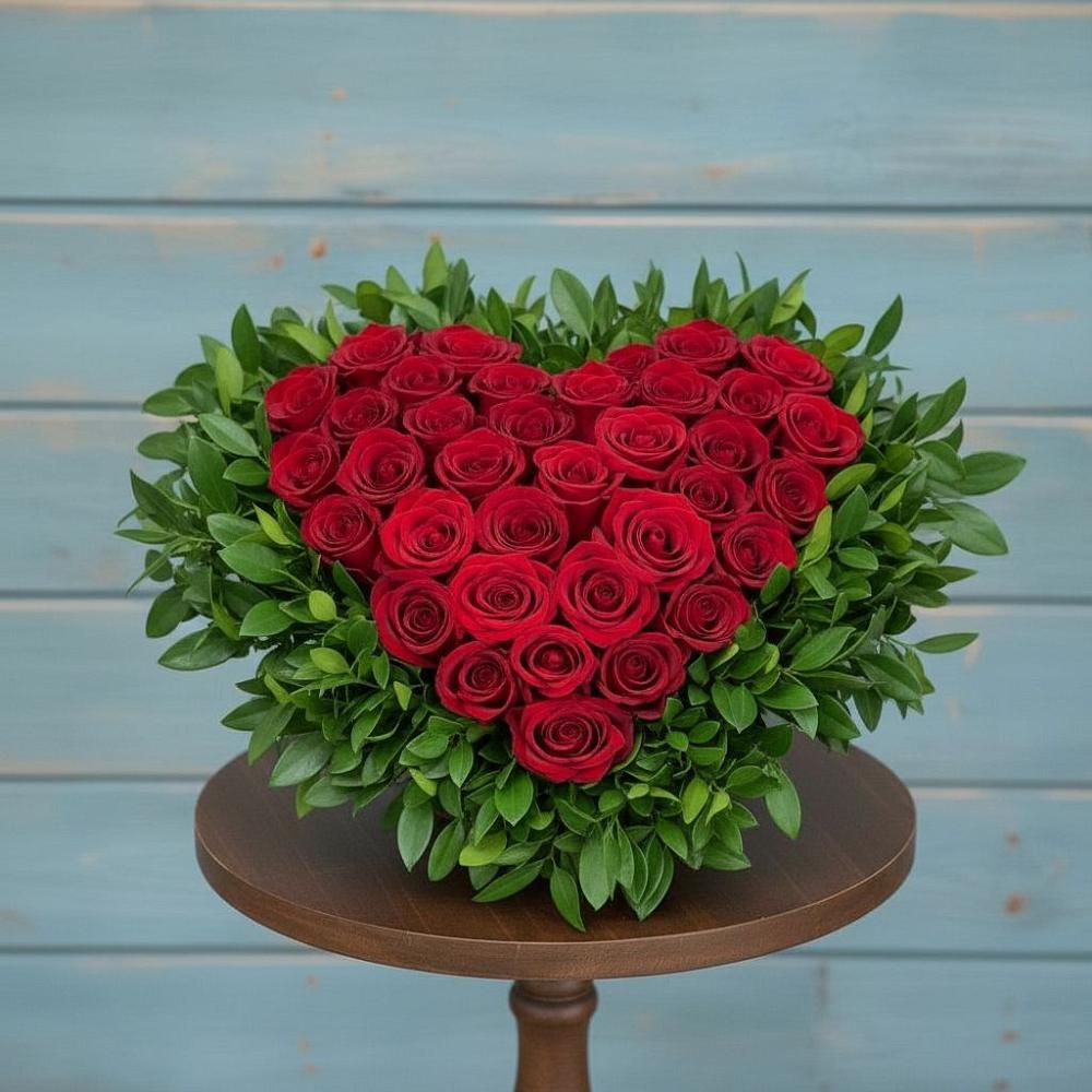 Цветочная композиция из Розы в виде сердца в Красино