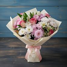 Букет цветов из:  Хризантемы, Альстромерии и Розы в Красино