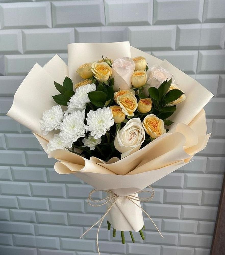 Букет цветов из: Розы и Хризантемы в Красино