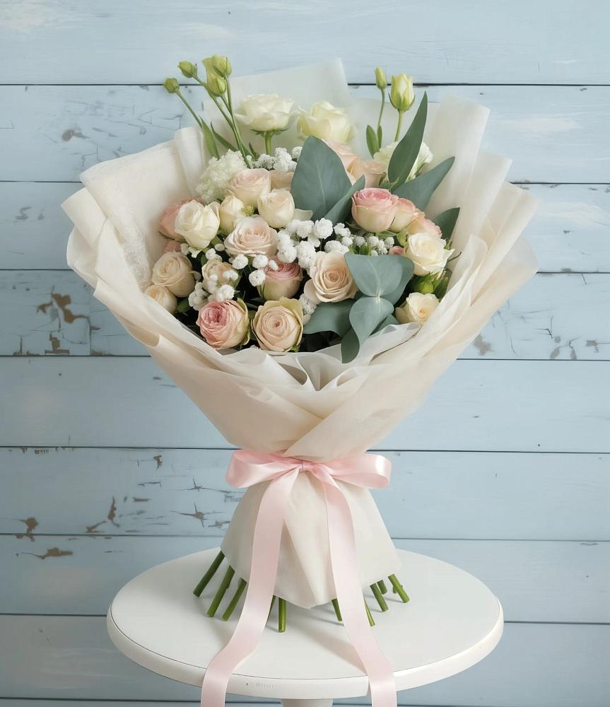 Букет цветов из: Розы и Лизиантусы в Красино