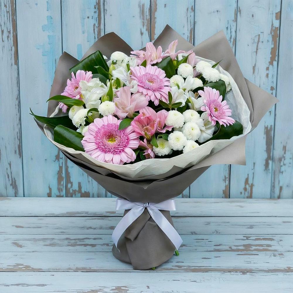 Букет цветов из: Герберы, Альстромерии и Хризантемы в Красино