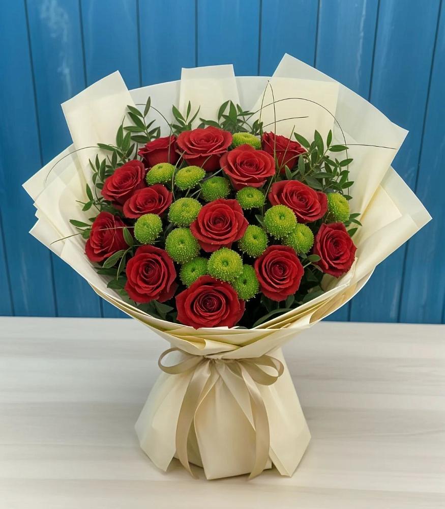 Букет цветов из: Розы и Хризантемы в Красино